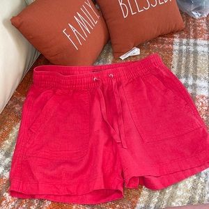 NAUTICA RED LINEN BLEND PULL ON SHORTS WOMENS SIZE S